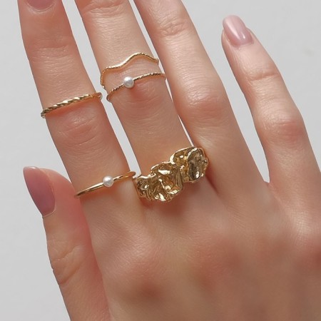Ring set 5 pieces "perfect fingers" elegance, white color in gold-2