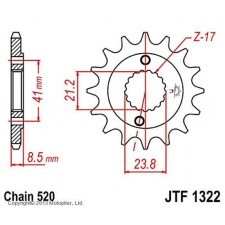 Front star, host JTF1322, steel, chain 520, 14 teeth
