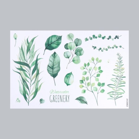 Sticking plastic interior color "watercolor green leaves" 40x60 cm-1