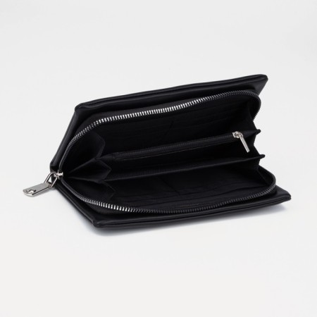 Women's wallet with a zipper, with a pen, black color-2