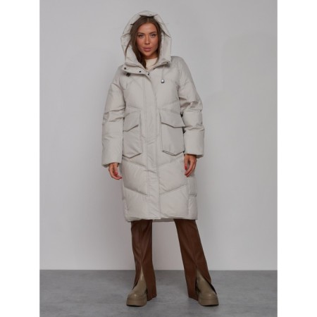 Coat insulated winter feminine, size 42, color light gray-4