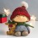 Polystone souvenir "Boy in a red cap with a deer" 11x9.5x12.5 cm