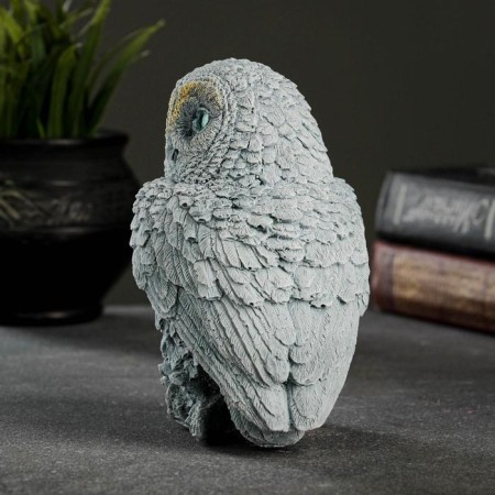 Figure "Owl on the hemp" gray-blue 10x9x14.5cm-5