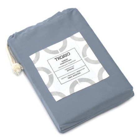 A set of two pillowcases from a jeans-blue satin with a brawing effect from the Essential collection-3