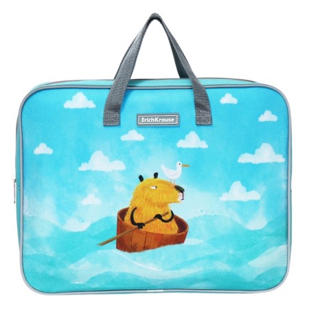 Folder with A4+handles, 360 x 290 x 70 mm, textile, Erichkrause Capybara Travel 60237