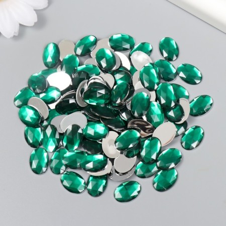 Decor for creativity Plastic "Rhil of oval. Dark green" set of 150 pcs 1x1.4 cm-2