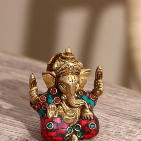 Souvenir "Ganesha" Brass, stone 5 cm-1