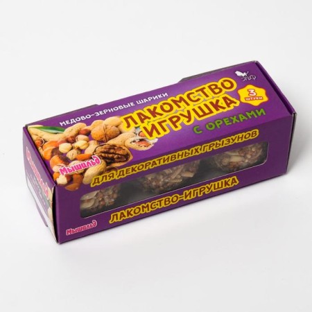 Honey-grain balls for rodents with nuts, 60g*3pcs