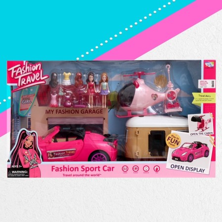 Game set "Traveler" a car with a trailer, helicopter, dolls, accessories-20