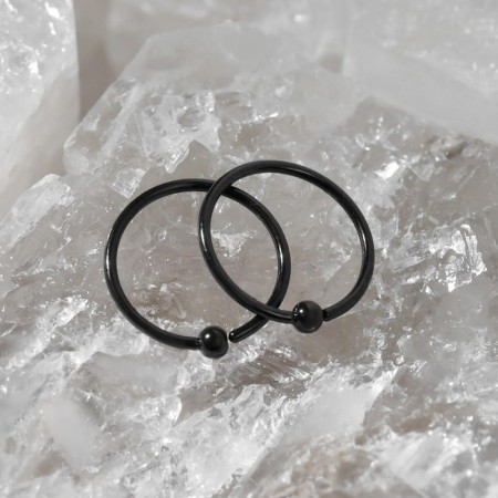 Piercing in the nose "Ring and bead", D = 8.5 mm, steam, black color-1