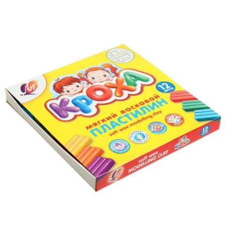 Soft plasticine (wax), 12 colors, 180 g, "crumb", with a stack-8