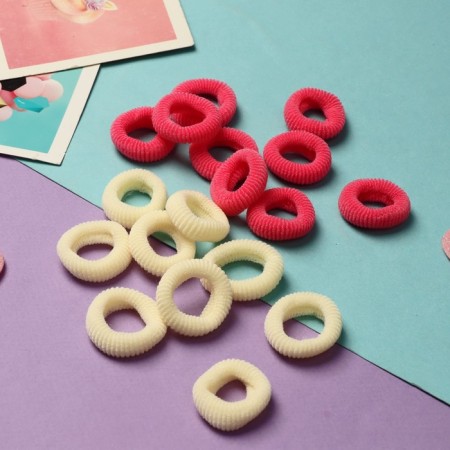 Hair elastic band "Mahrushka Sport" (set of 100 pcs) 2 cm, pink-yellow