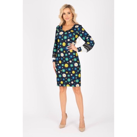 Female dress, size 42, blue, green color-3