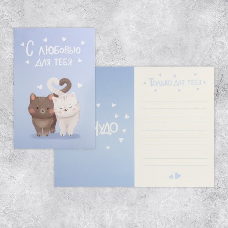 Average card "With love for you", cats, 12 x 18 cm-1
