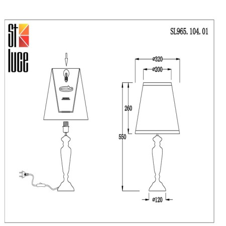 ST LUCE bedside lamp. SL965.104.01. Vezzo. 1x60 W, E27, 32x32x54 cm, chromium color-9