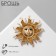 Brooch "Sun", Black-gold color in matte gold