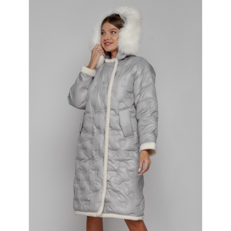 Coat insulated winter female, size 54, color light gray-7