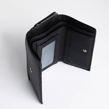 Women's wallet on the button, black color-4