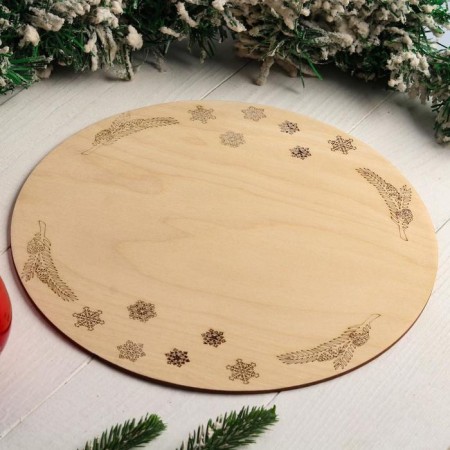 Cake stand round "Snowflakes, spruce branch", 26 cm-1