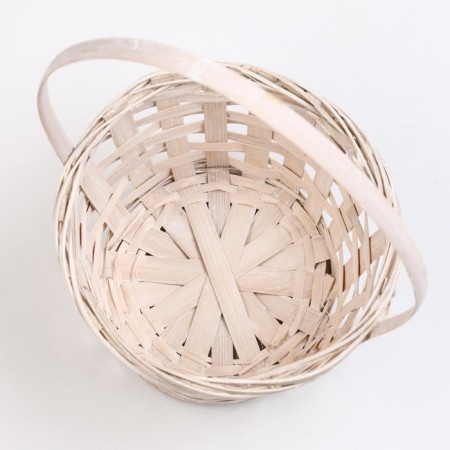 Wicker basket, d17 x 9 x 30 cm, white, bamboo-2