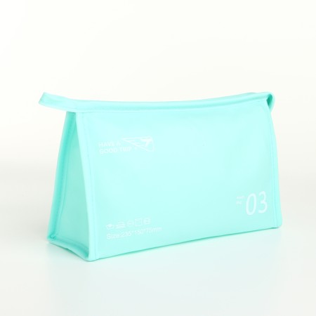 Cosmetic bag with zipper, turquoise color