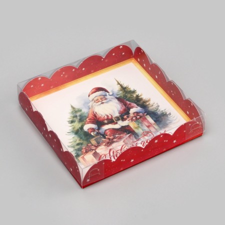 Cookie box, confectionery packaging, "Santa Claus", 15 x 15 x 3 cm, New Year-1