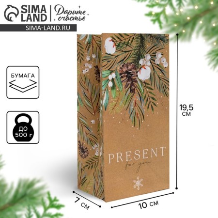 Packet without handles "Pressent for You", 10 x 19.3 x 7 cm, New Year
