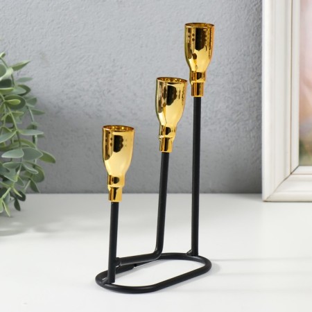 Summary Metal for 3 candles "Athena" black with gold 13x5.8x22.2 cm-2