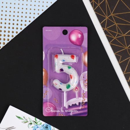 Candle for the cake, number "5", with balls, 5.5 x 8 cm.-4
