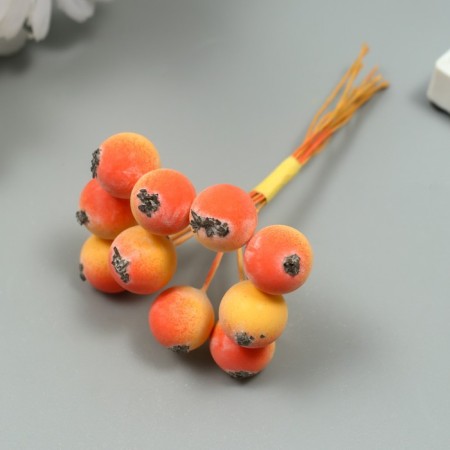 Decor for creativity "Berry Rowan" 1 bouquet = 10 berries orange-yellow 10x1.5 cm