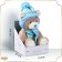 Soft toy "Little Friend", New Year's bear in a hat and scarf, blue color