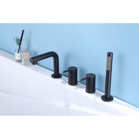 Bath mixer Abber Emotion AF8813B, on board the bath, shower set, black-1