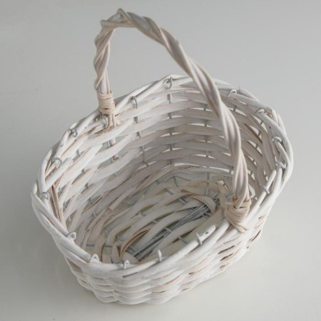 Wicker basket, willow, 22x16x11.5/25 cm, white-1