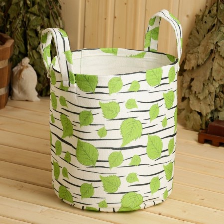 Organizer for storage with upper handles, print Birch 28x28x25 cm, felt