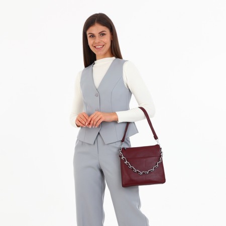 Cross-Bodi bag with zipper, burgundy color-9