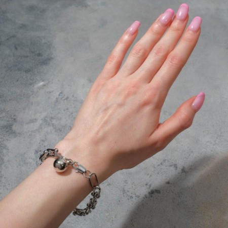 Bracelet Metal "Chain" sphere, color silver, l = 22 cm-1