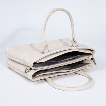 Luggage bag on lightning, 2 external pockets, milk color-6