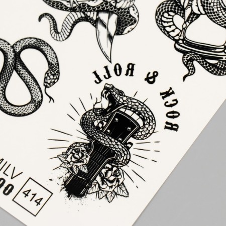 Tattoo on the body "Snake, skull, dagger" 10x15 cm-2