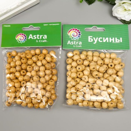 Wooden beads "Astra" round, 10 mm, 50 g, natural tree-2