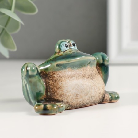 Souvenir ceramics "Green frog with legs on the knees" 4.7x7.2x4.5 cm-1