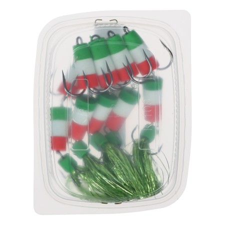 Bait jig flag No. 11, 9 cm, green-white-red-4