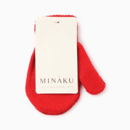 Baby mittens minku, red color, 12 cm-3