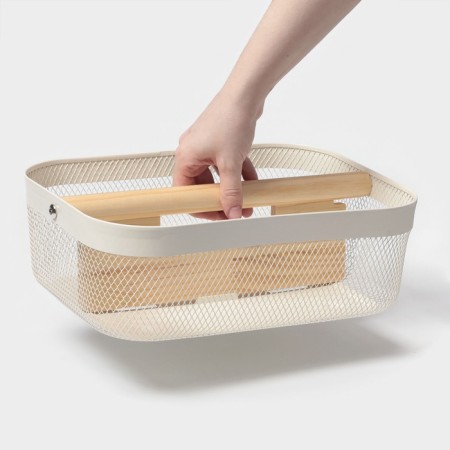 Universal Basket LADOM "Halves", rectangular, with a pen, 32.5 × 24.5 × 11.5 cm, white-7