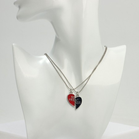 Kulons "Demetrons" Best Friends, Heart, Red-blue color in silver, 45 cm-4