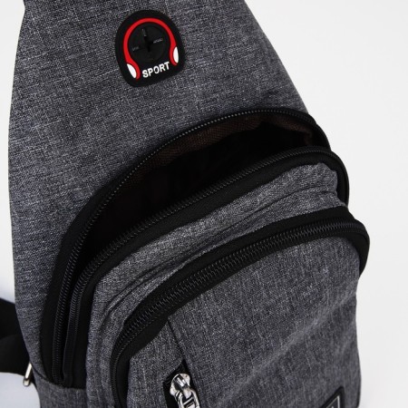 Male sling bag from textiles, gray color-6