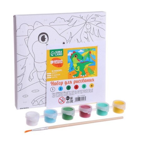 Picture on numbers for children "Dino in the Tropics", 15 x 15 cm-2