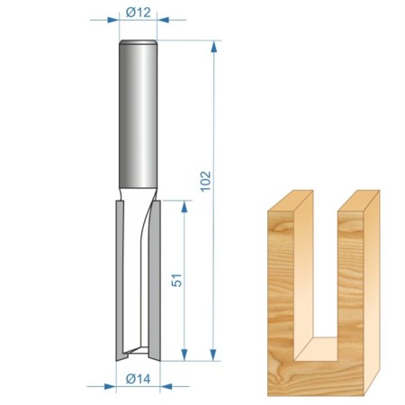Koneznaya ENKOR PROCOCA PRO 46028, straight, on wood, D = 12 mm, 14 x 51 mm-2