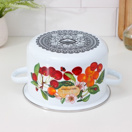 Cylindrical “cherries”, 3 l, with a lid, induction, white color, white-2