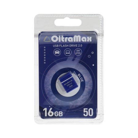 Флешка OltraMax 50, 16 Гб, USB2.0, чт до 15 Мб/с, зап до 8 Мб/с, синяя-3