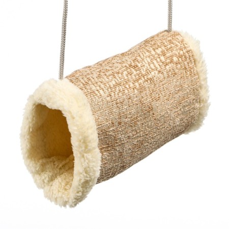 Suspended fur tunnel for rodents, 19 x 12 x 13 cm, beige
